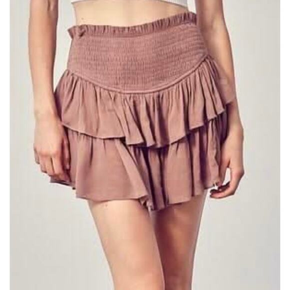 Mustard Seed Ruffle Mini Skort in Boho Pink/Mauve - Built-in Shorts Medium - Picture 1 of 7